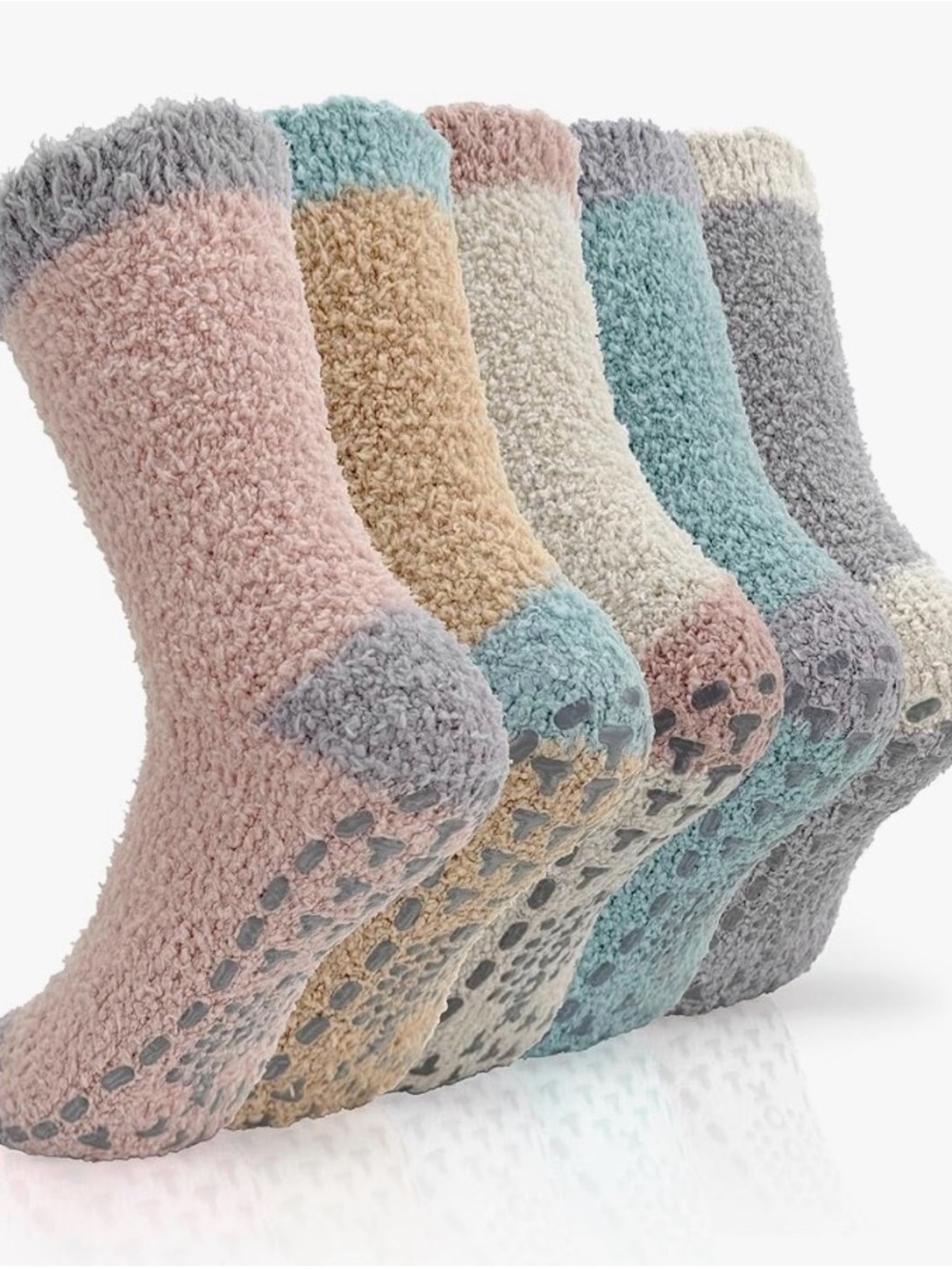 Cozy Plush Non-Slip Women's Socks - Assorted Pastel Colors. 5 pr new in package
